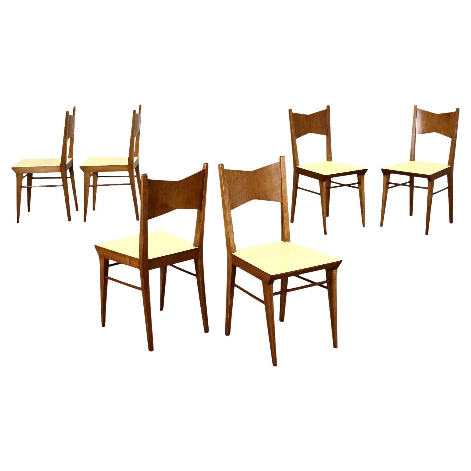 Group of Six Chairs Sessile Oak Formica, Italy, 1940s-1950s
