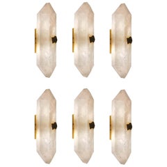 Group of Six Diamond Form Rock Crystal Sconces by Phoenix