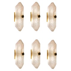 Group of Six Diamond Form Rock Crystal Sconces by Phoenix