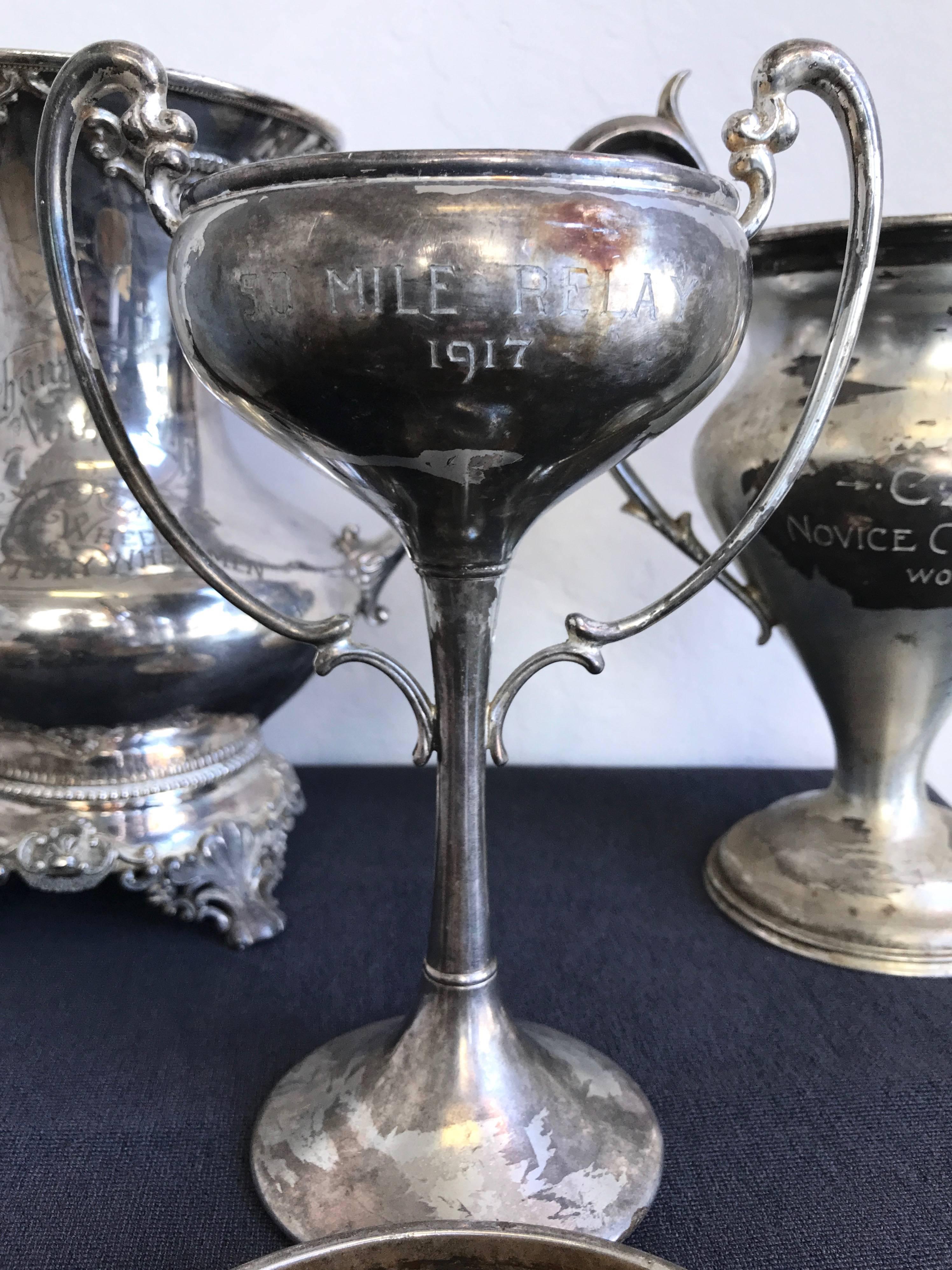 Group of Six Early 1900s California Bay Area Silverplate Cycling Trophies 7