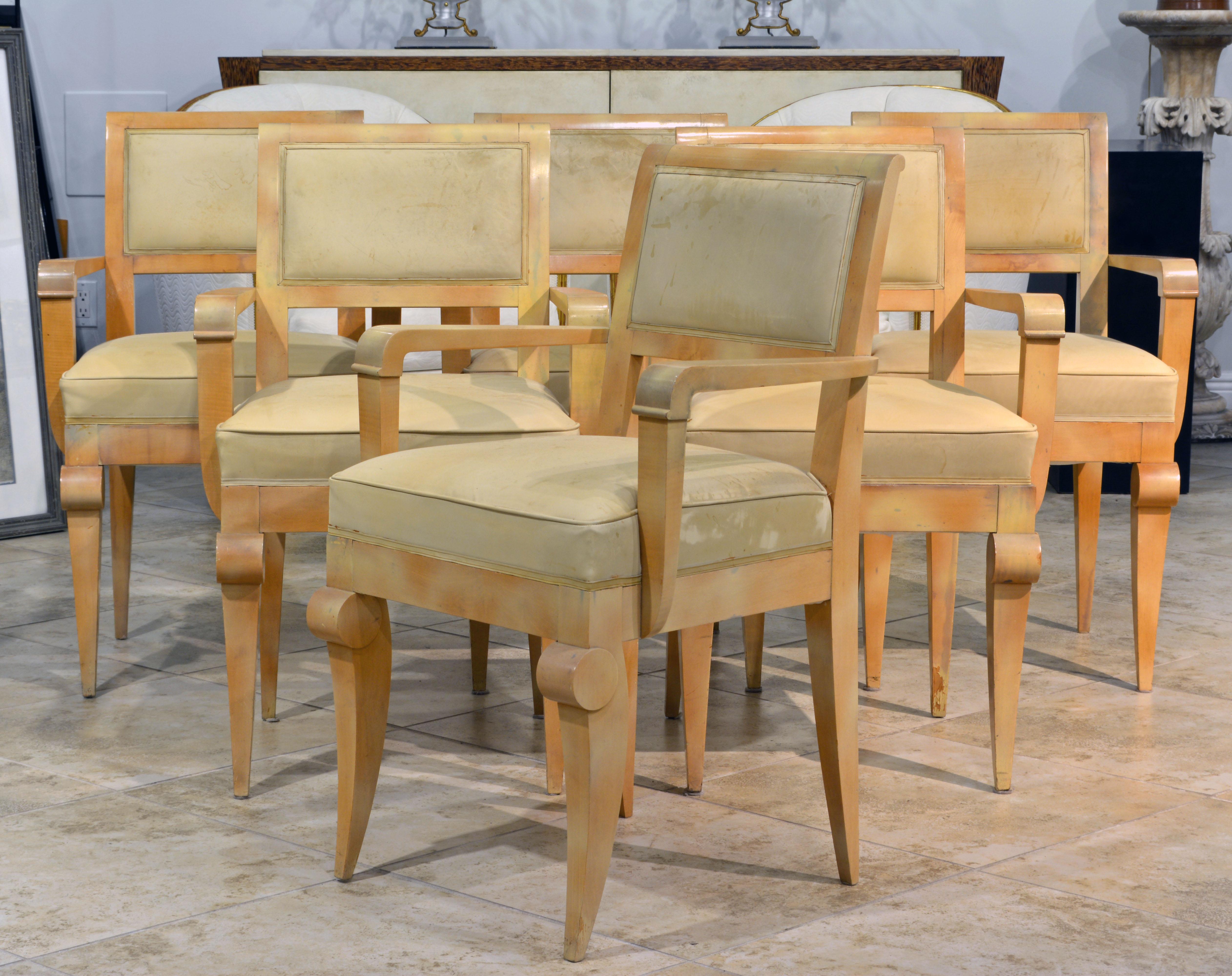 Group of Six French Art Deco Dining Armchairs in the Manner of Andre Arbus In Good Condition In Ft. Lauderdale, FL