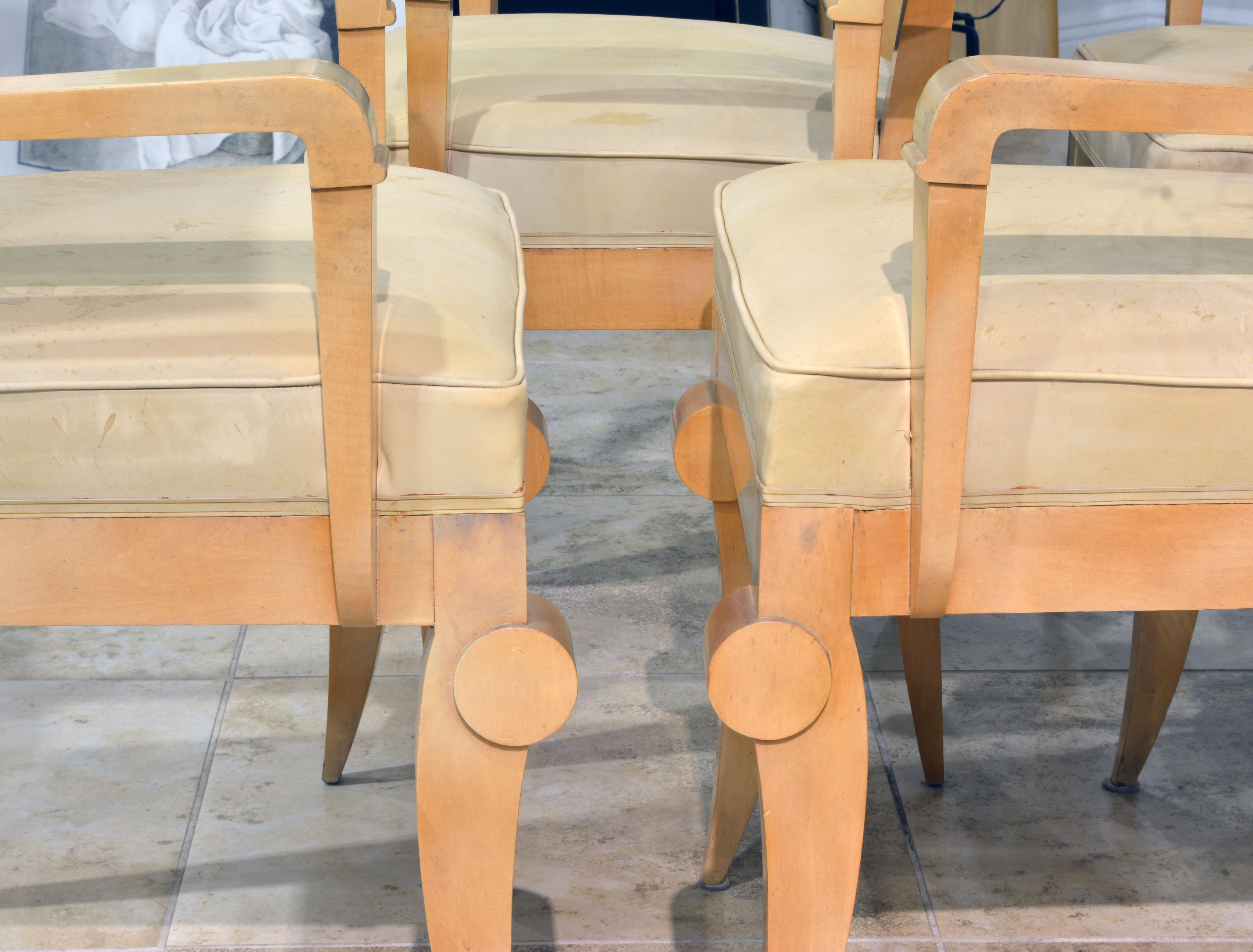 Group of Six French Art Deco Dining Armchairs in the Manner of Andre Arbus 1