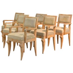 Group of Six French Art Deco Dining Armchairs in the Manner of Andre Arbus