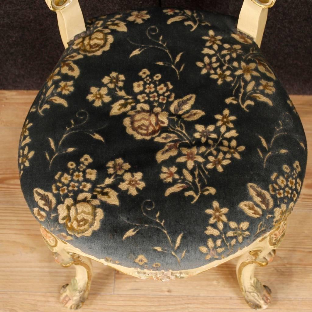 Group of Six Lacquered, Carved and Gilded Wooden Venetian Chairs, 20th Century 2