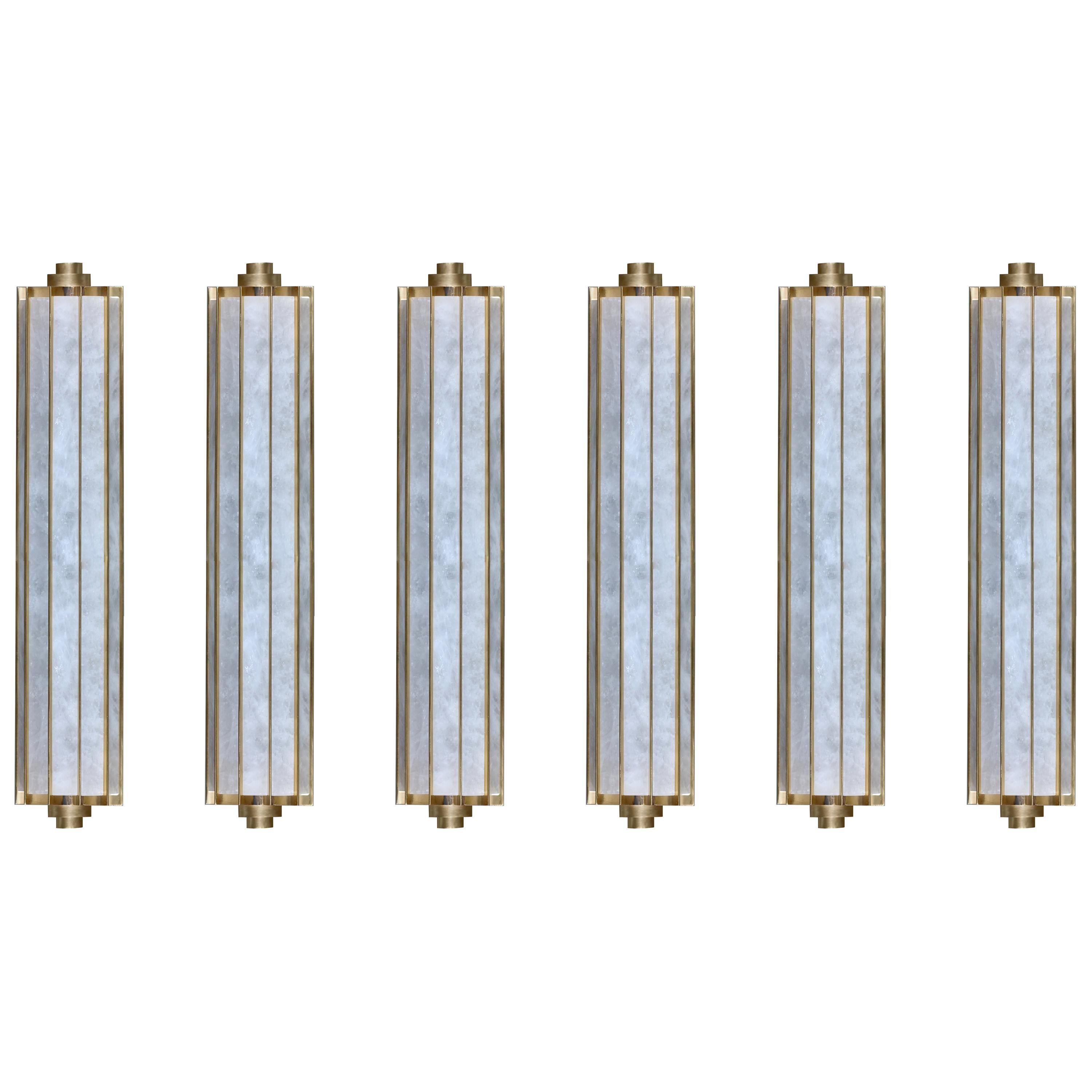 Group of Six Lumiere Rock Crystal Sconces by Phoenix For Sale