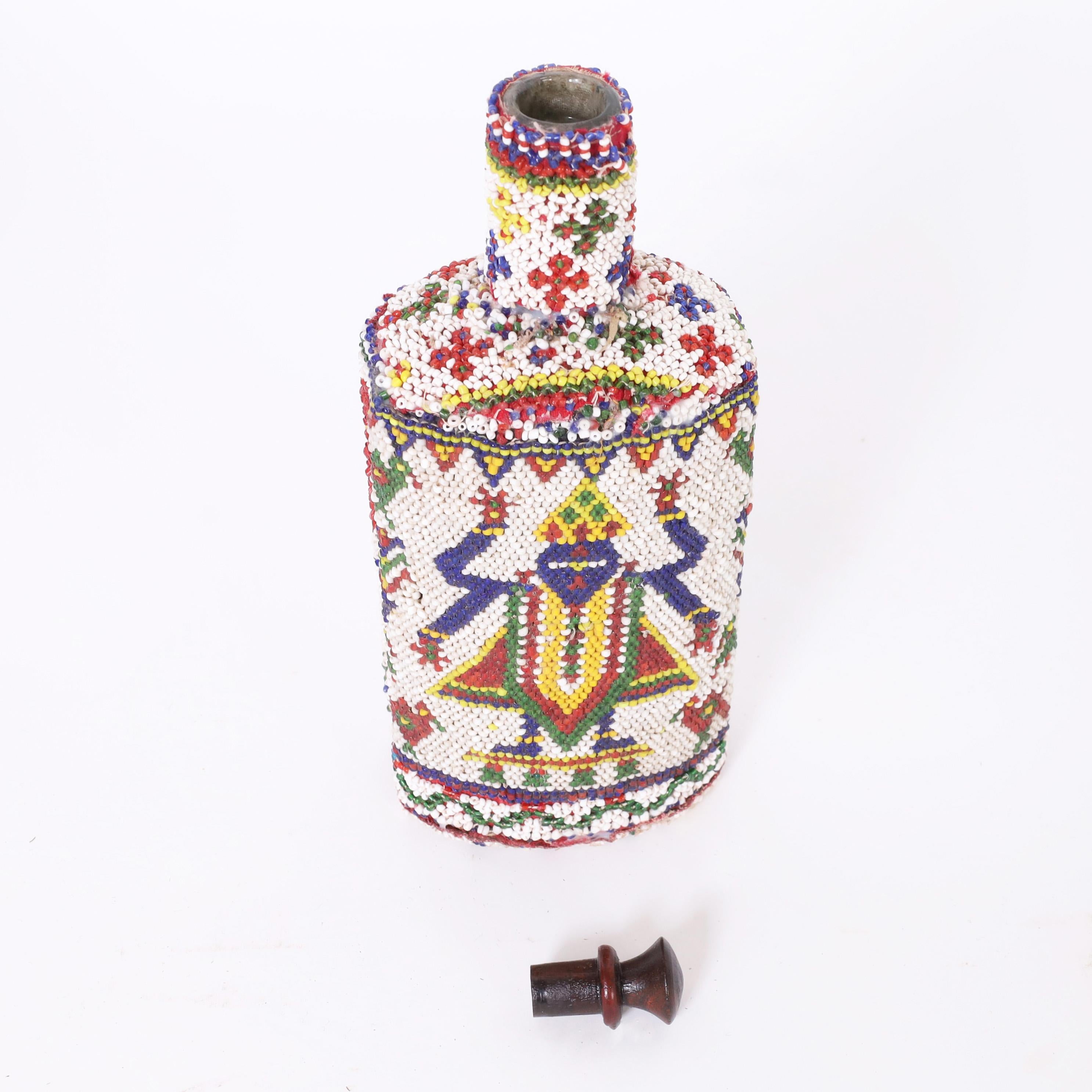 Group of FOUR Vintage African Beaded Bottles, Priced Individually For Sale 3