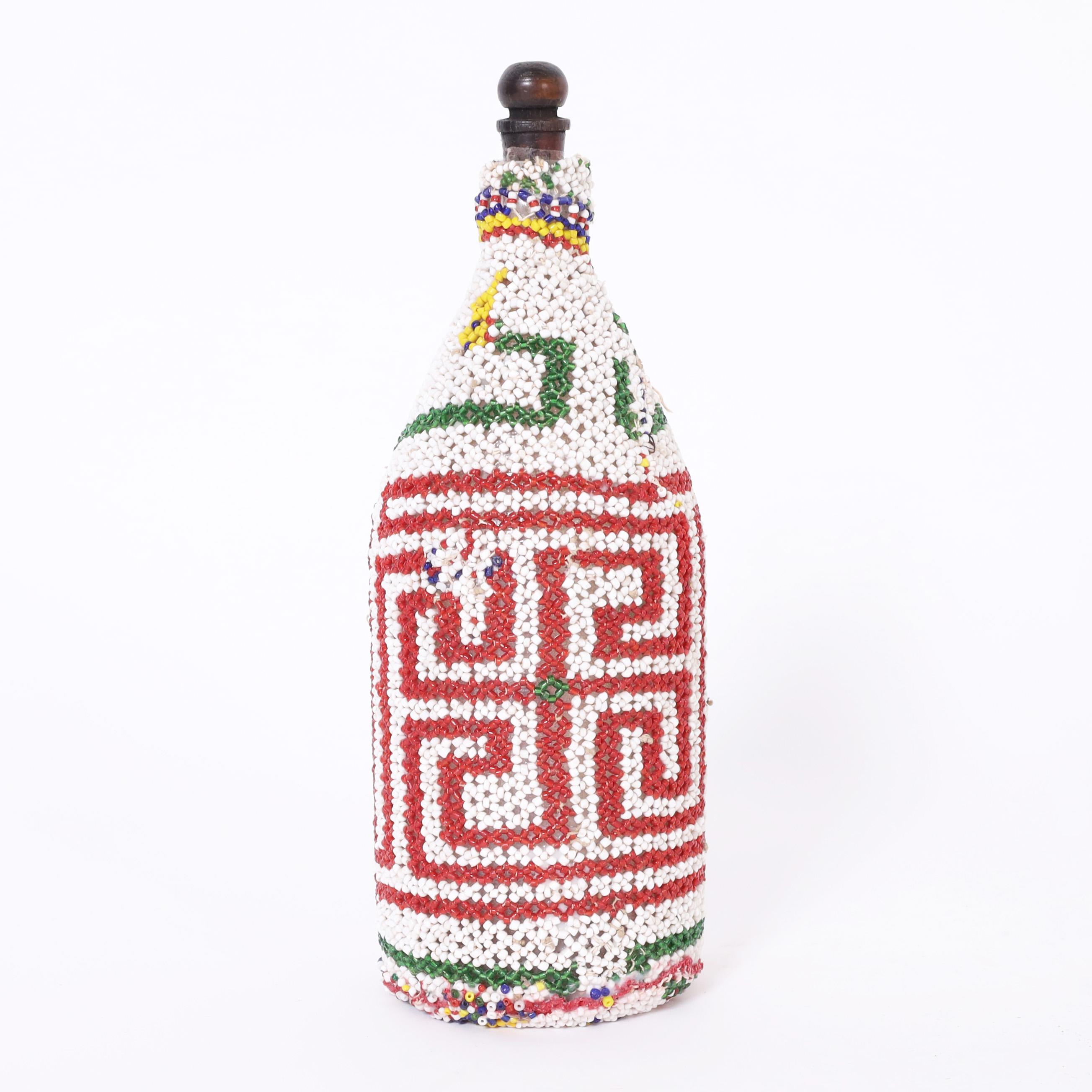 20th Century Group of FOUR Vintage African Beaded Bottles, Priced Individually For Sale