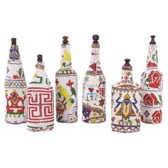 Group of FOUR Vintage African Beaded Bottles, Priced Individually