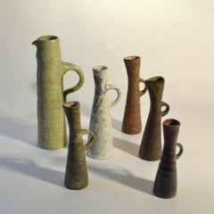 Group of Six Whimsical Mid Century Ceramic Studio Vases