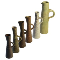 Group of Six Whimsical Mid Century Ceramic Studio Vases