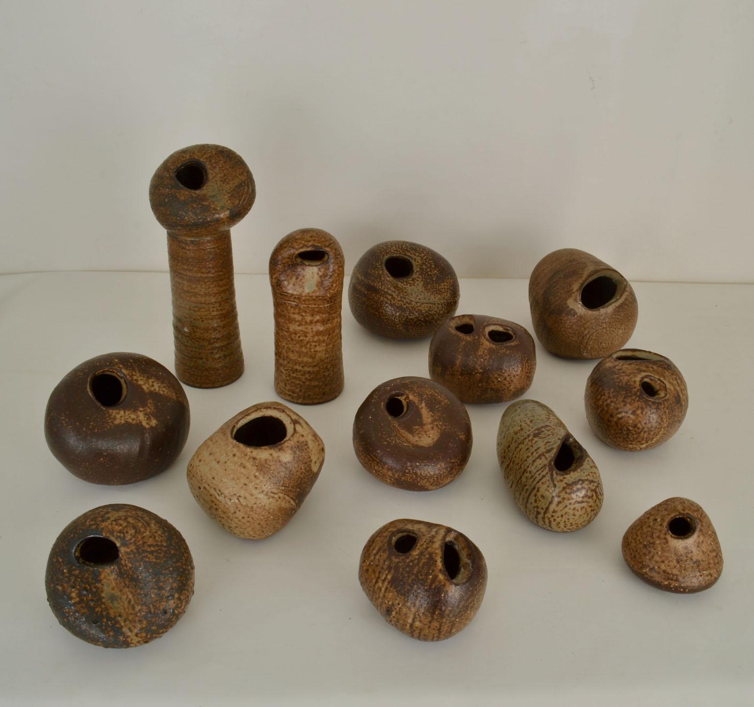 Group of Studio Ceramic Free Form Pebble Vases in Earth Tones by Jaan Mobach For Sale 7