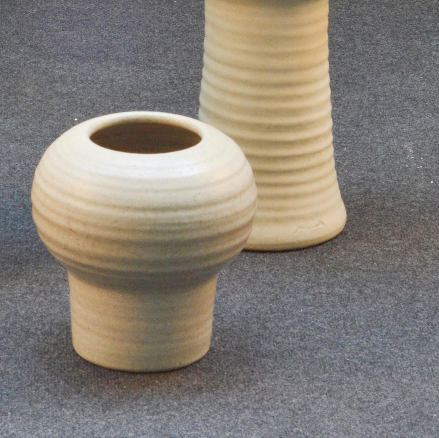 Group of Tall Studio Pottery Chalk White Sculptural Vases For Sale 2