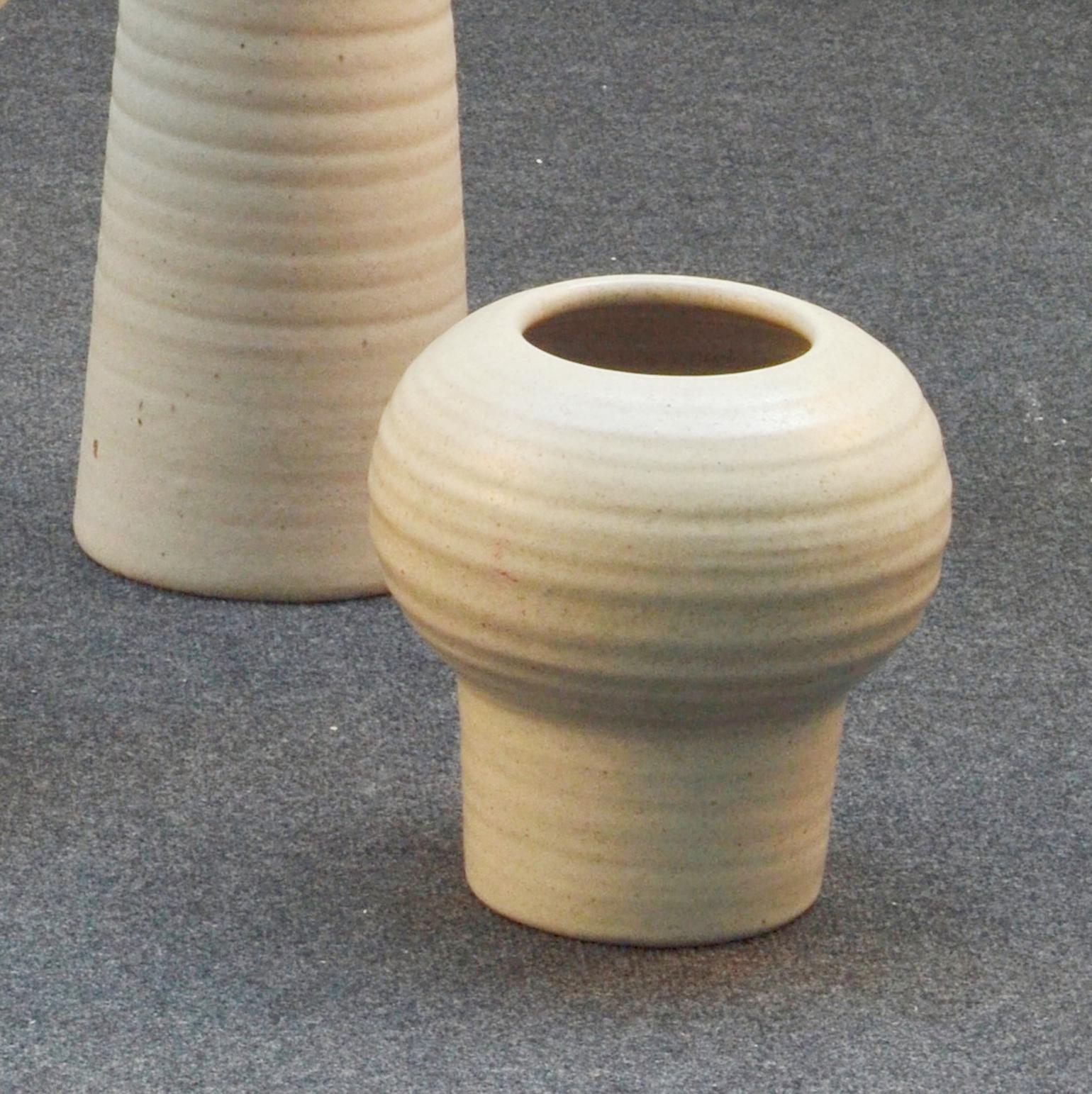 Group of Tall Studio Pottery Chalk White Sculptural Vases For Sale 4