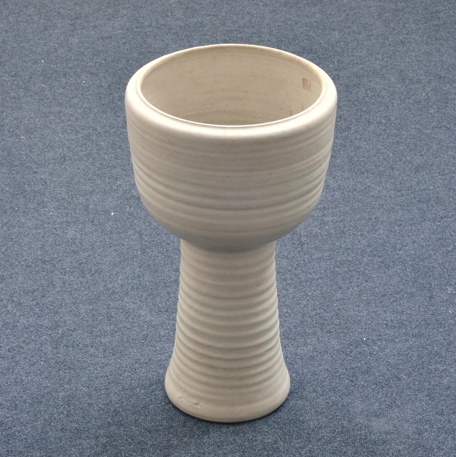 Group of Tall Studio Pottery Chalk White Sculptural Vases For Sale 1
