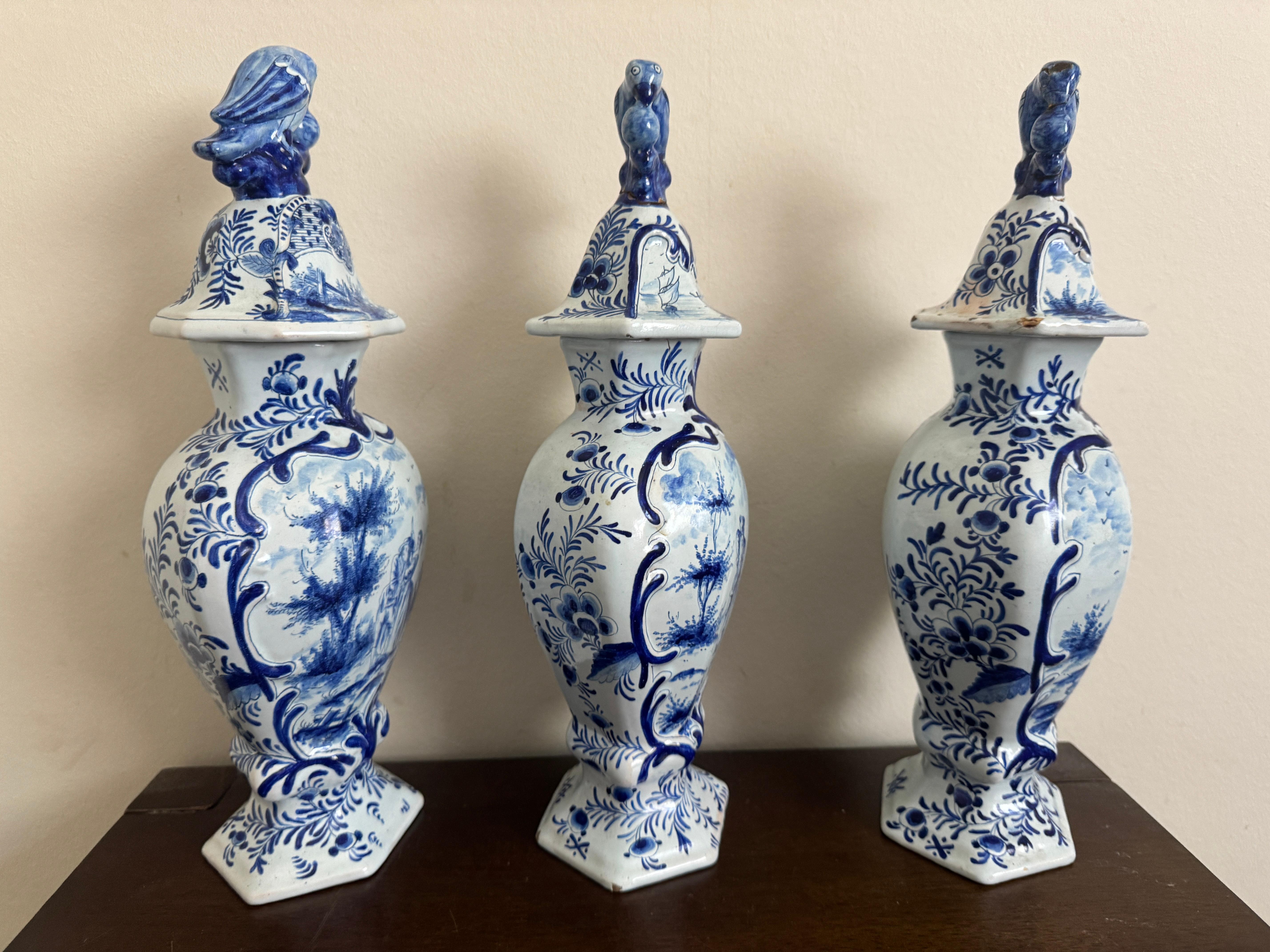 Group of Three 18th Century Delft Jars And Lids For Sale 3