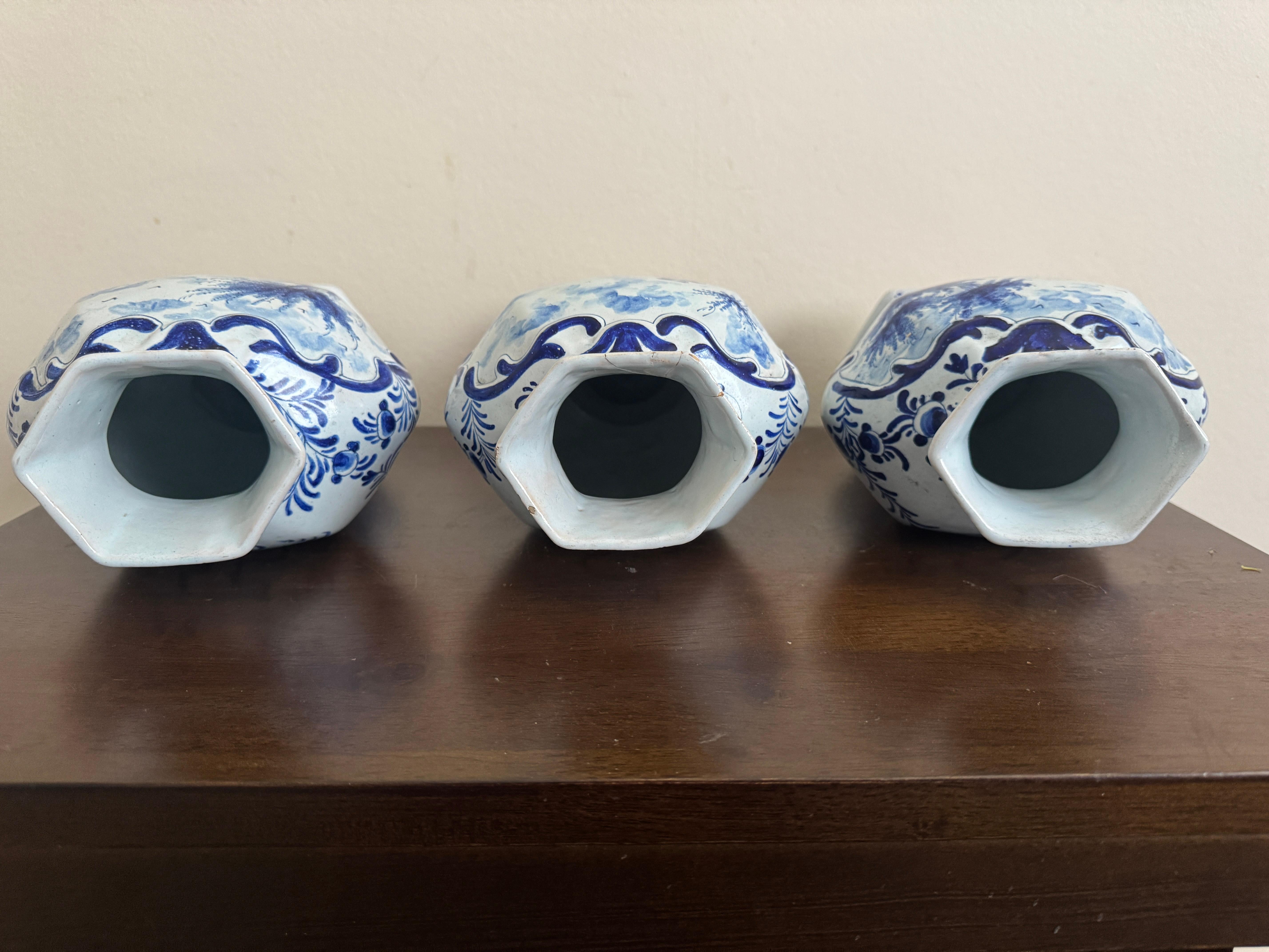 Group of Three 18th Century Delft Jars And Lids For Sale 7
