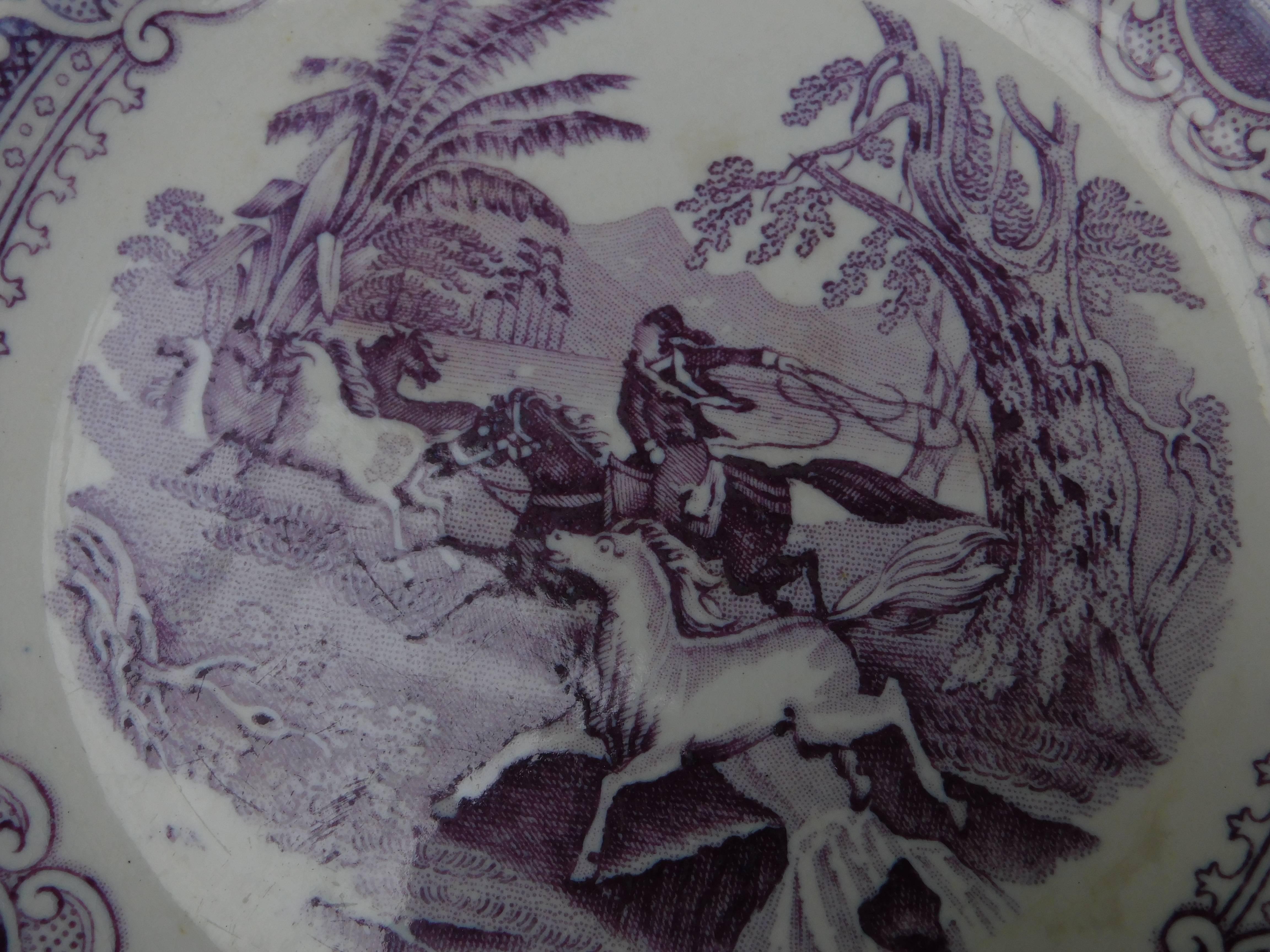 Group of Three 19th Century Dutch Purple and White Transfer Ware Plates For Sale 4