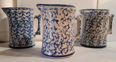 Group of Three 19th C Sponge Ware Pitchers