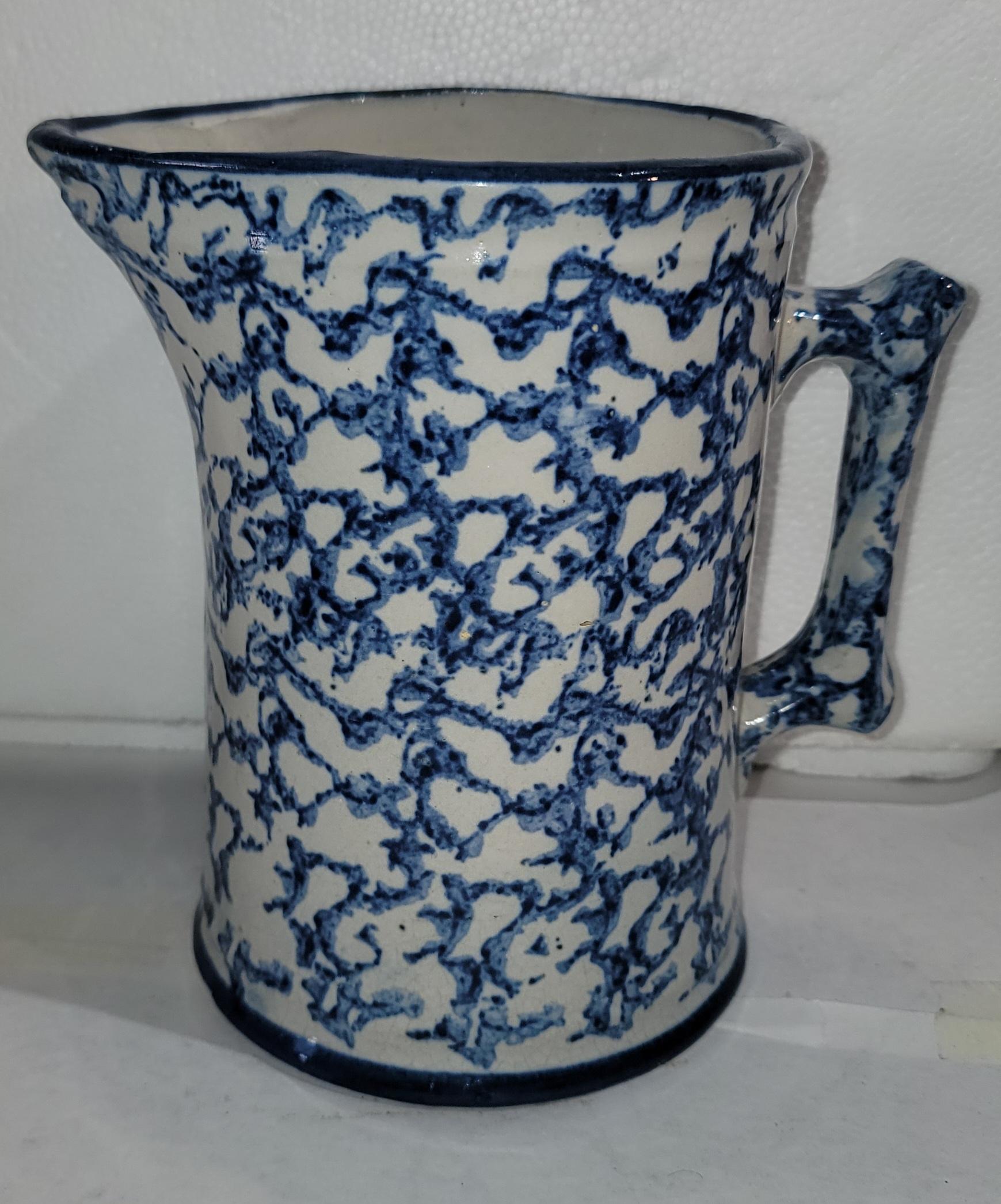 American Group of Three 19th C Sponge Ware Pitchers For Sale