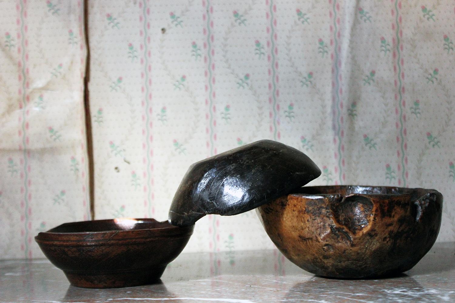 Elm Group of Three 19th Century Treen Bowls