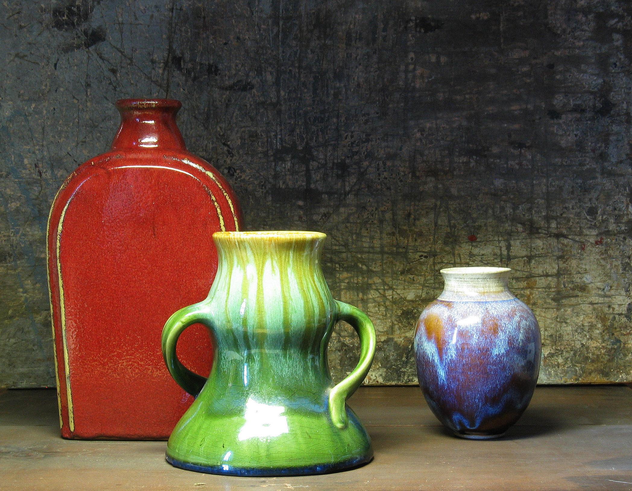 Mid-Century Modern Group of Three 20th Century Art Pottery Pieces For Sale