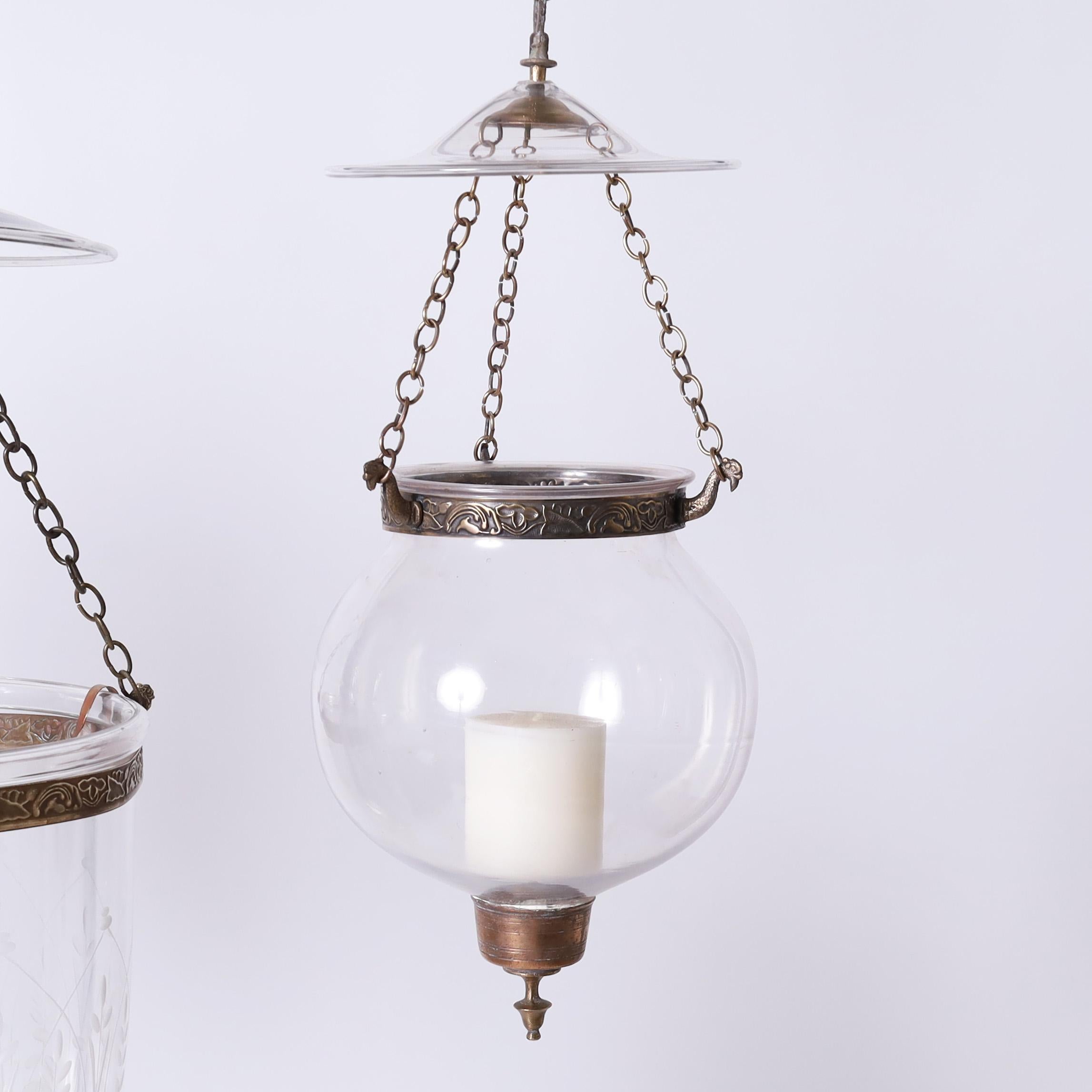 Hammered Two Antique Smoke Bell Light Fixtures, Priced Individually For Sale