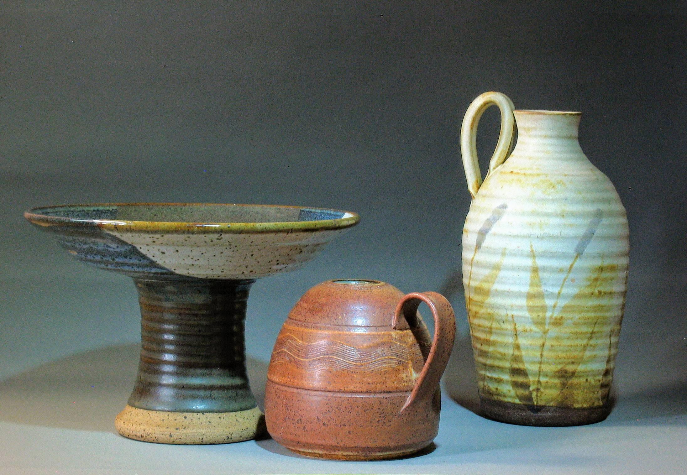 Group of Three Art Studio Pottery Pieces 20th Century 5