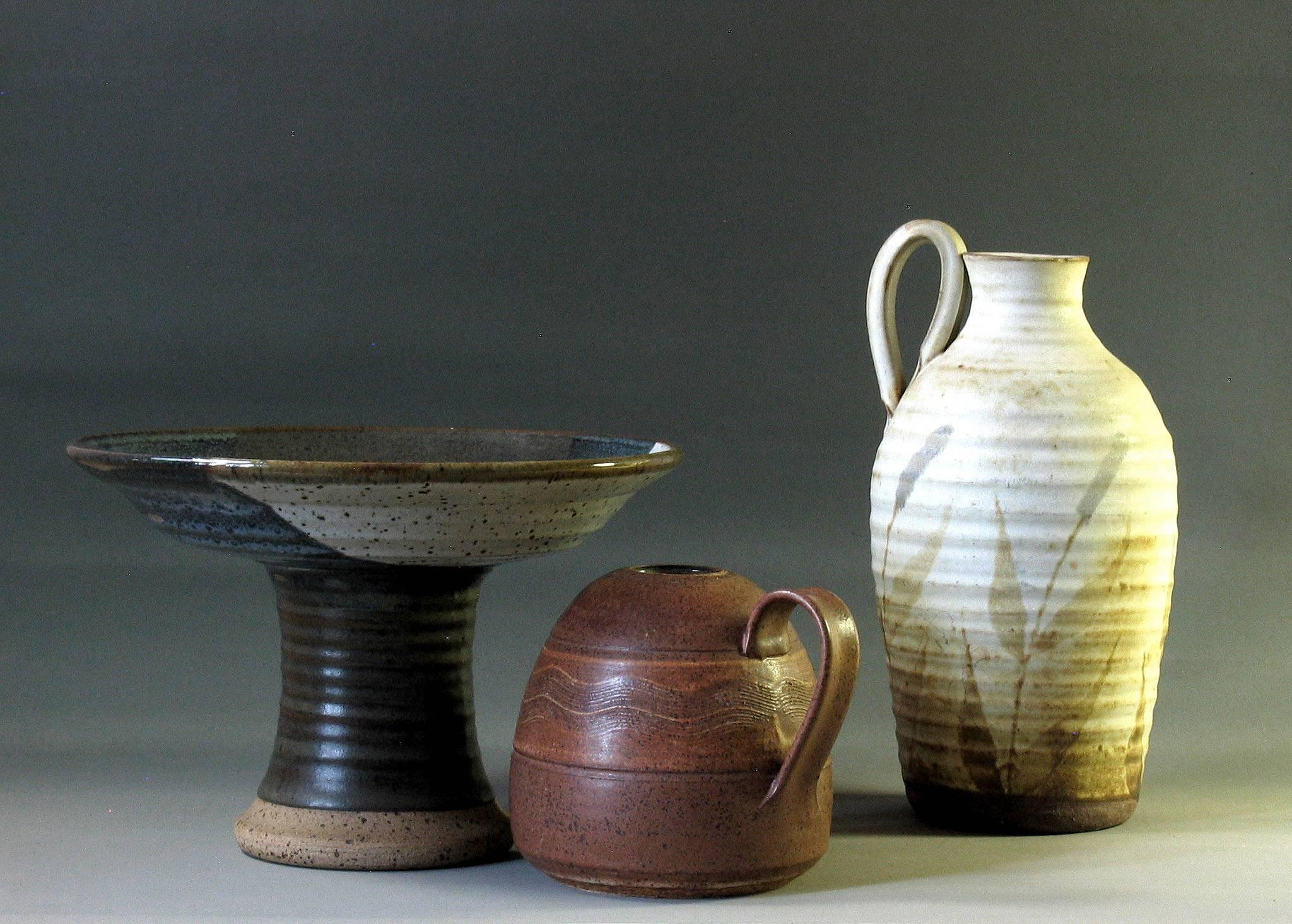 Mid-Century Modern Group of Three Art Studio Pottery Pieces 20th Century