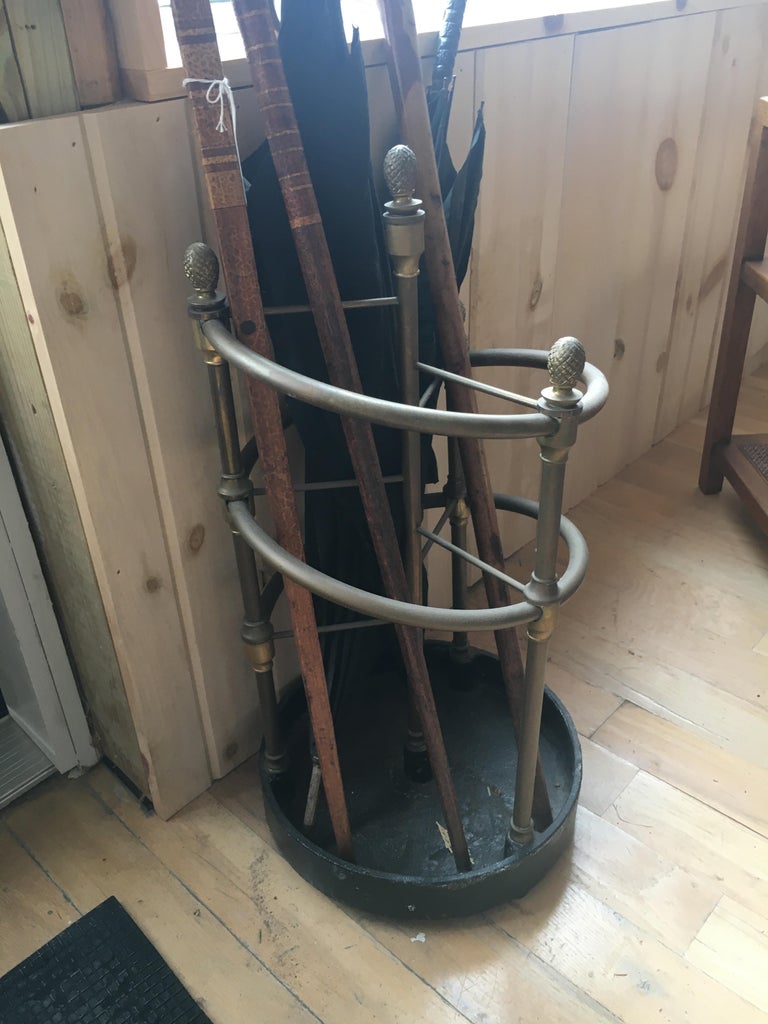English Brass And Iron Umbrella Stand.  Nice Old Mellow Patina.  For Sale 1