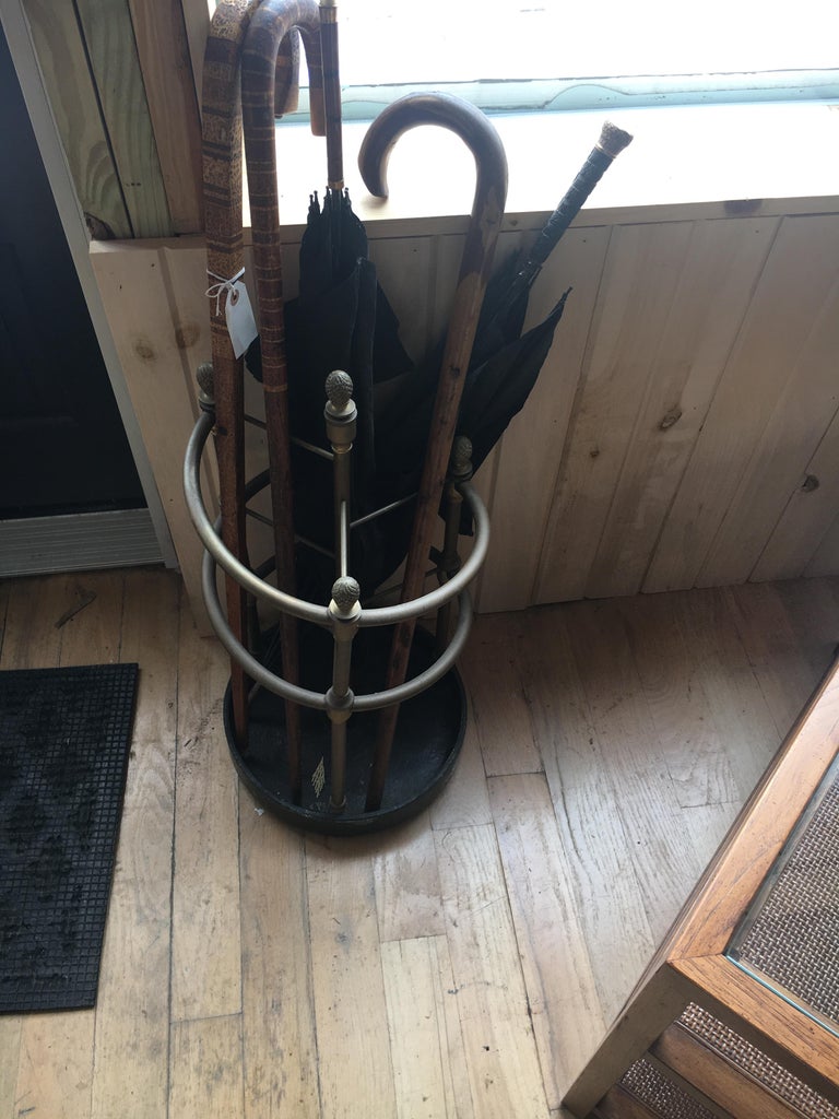 English Brass And Iron Umbrella Stand.  Nice Old Mellow Patina.  For Sale 2