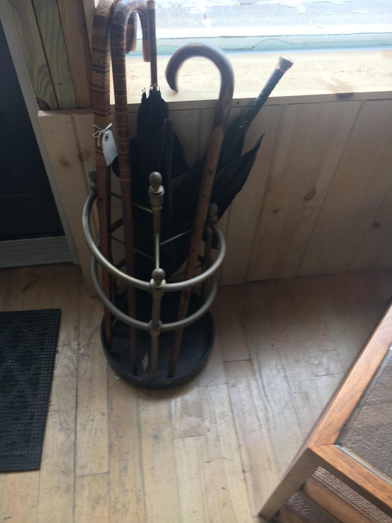 English Brass And Iron Umbrella Stand.  Nice Old Mellow Patina.  For Sale 3