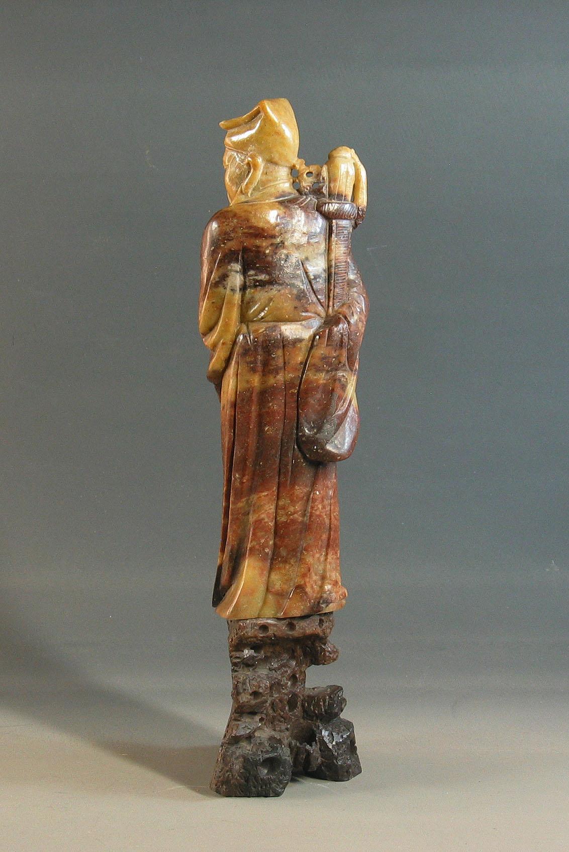 Group of Three Chinese Carved Soapstone Immortal Figures, Early 20th Century In Good Condition In Ottawa, Ontario