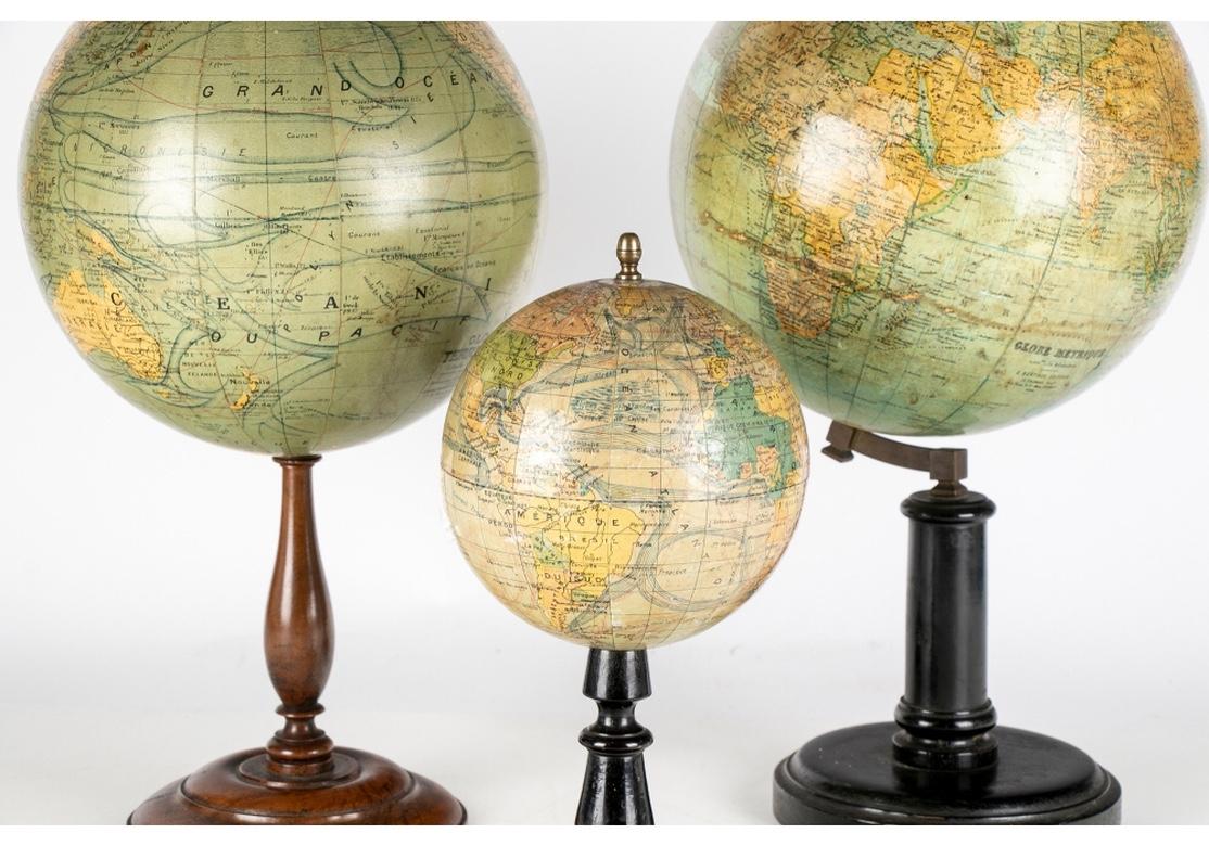 Georgian Group of Three Early 20th C. French Tabletop Globes on Stands, Including G. Thom