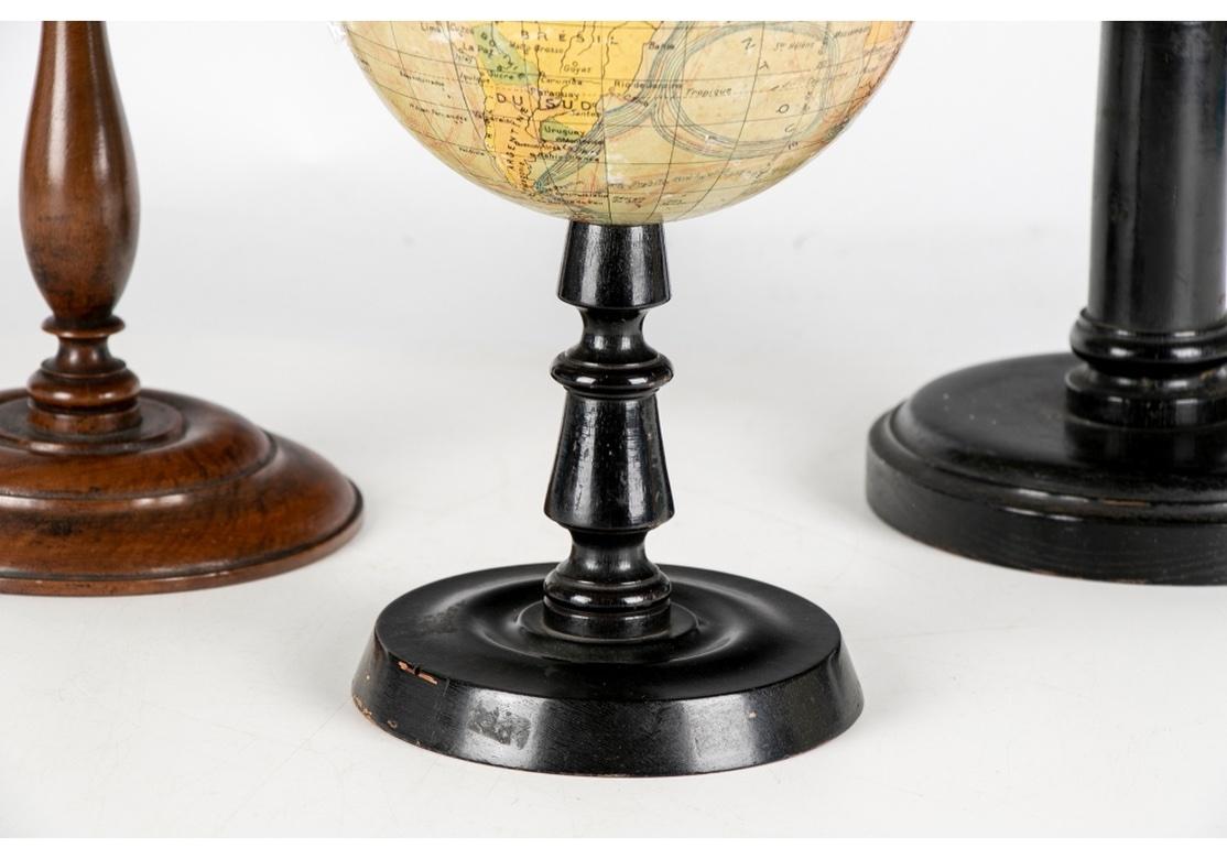 Georgian Group of Three Early 20th C. French Tabletop Globes on Stands, Including G. Thom For Sale