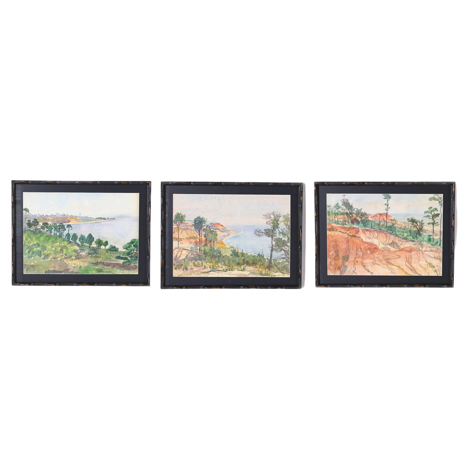 Group of Three Escambia Bay Florida Watercolors by Joy Postle