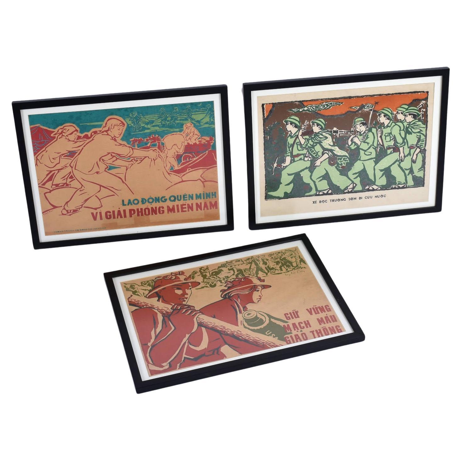 Group of Three Framed North Vietnam War Propaganda Posters