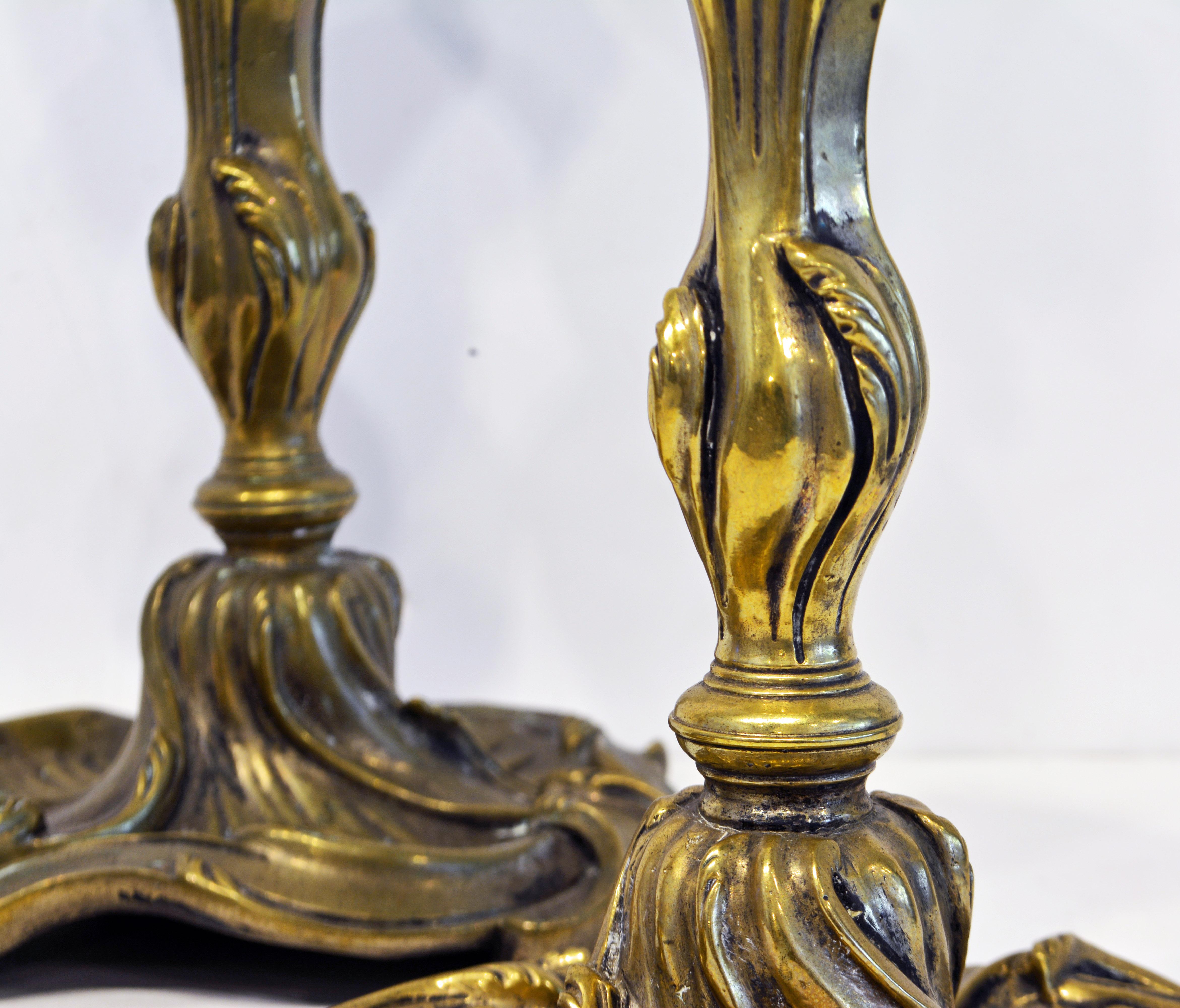Group of Three Louis XV Rococo Style Bronze Candle Sticks, France, 19th Century 3