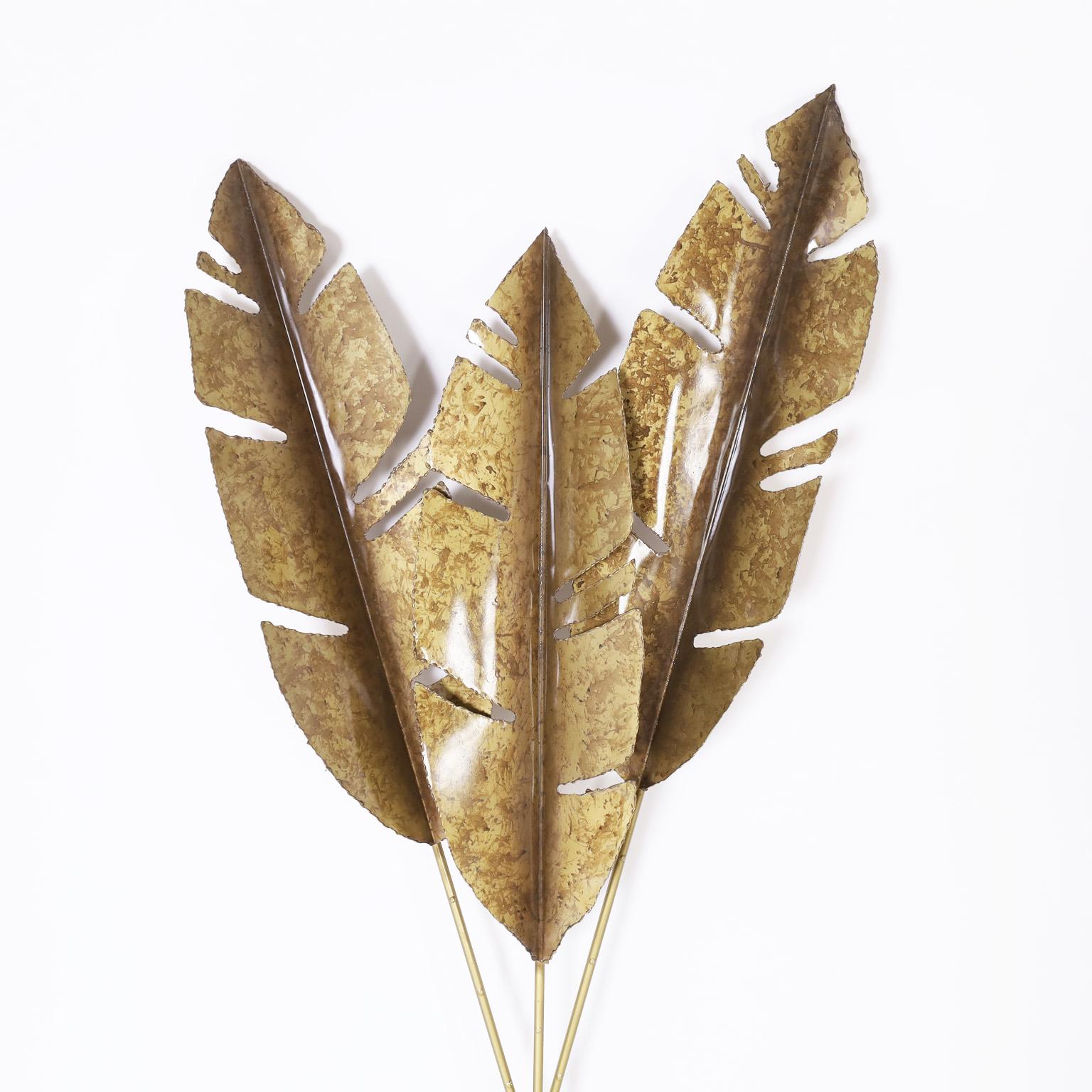 Mid-Century Modern Group of Three Mid-Century Banana Leaf Wall Sculptures, Priced Individually For Sale