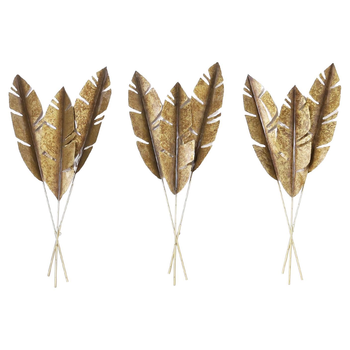 Group of Three Mid-Century Banana Leaf Wall Sculptures, Priced Individually For Sale