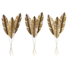 Vintage Group of Three Mid-Century Banana Leaf Wall Sculptures, Priced Individually