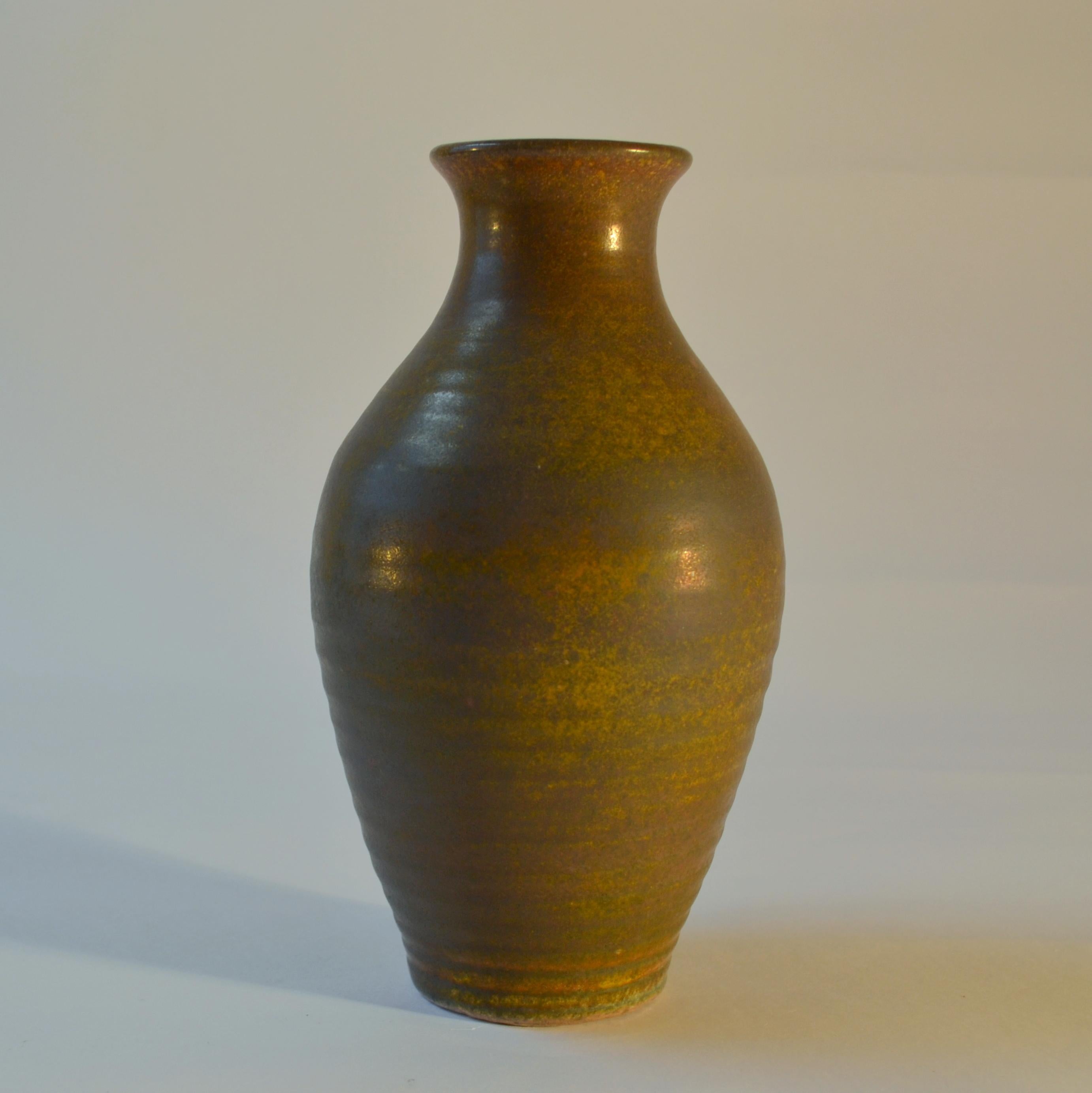Group of Three Mid Century Ceramic Dutch Studio Vases in Earth Tones For Sale 2