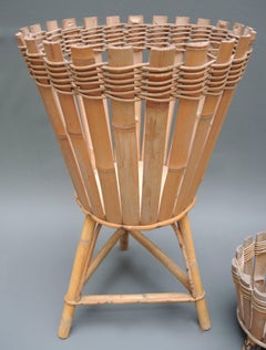 Group of Three Midcentury French Bamboo Planters