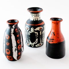 Group of Three Midcentury Art Pottery Vases by Hungarian Artist Livia Gorka