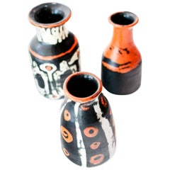 Group of Three Midcentury Art Pottery Vases by Hungarian Artist Livia Gorka