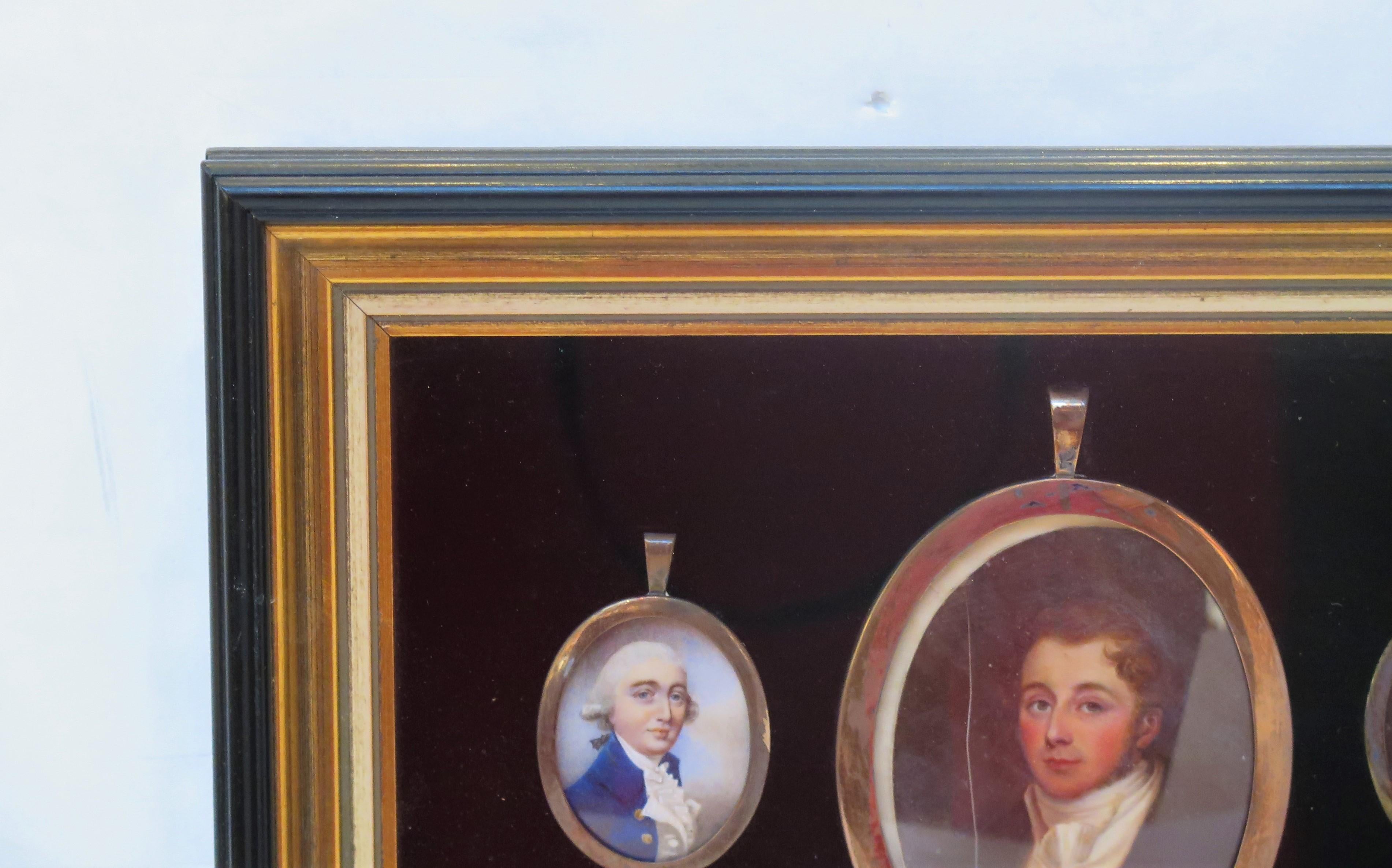 Group of Three Miniature Portraits / English Gentlemen In Good Condition For Sale In Dallas, TX