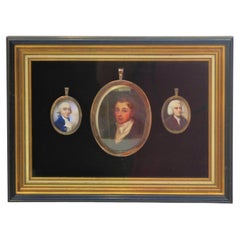 Antique Group of Three Miniature Portraits / English Gentlemen