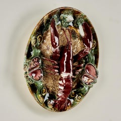 Group of Three Palissy Majolica Plates with a Crab and Lobsters