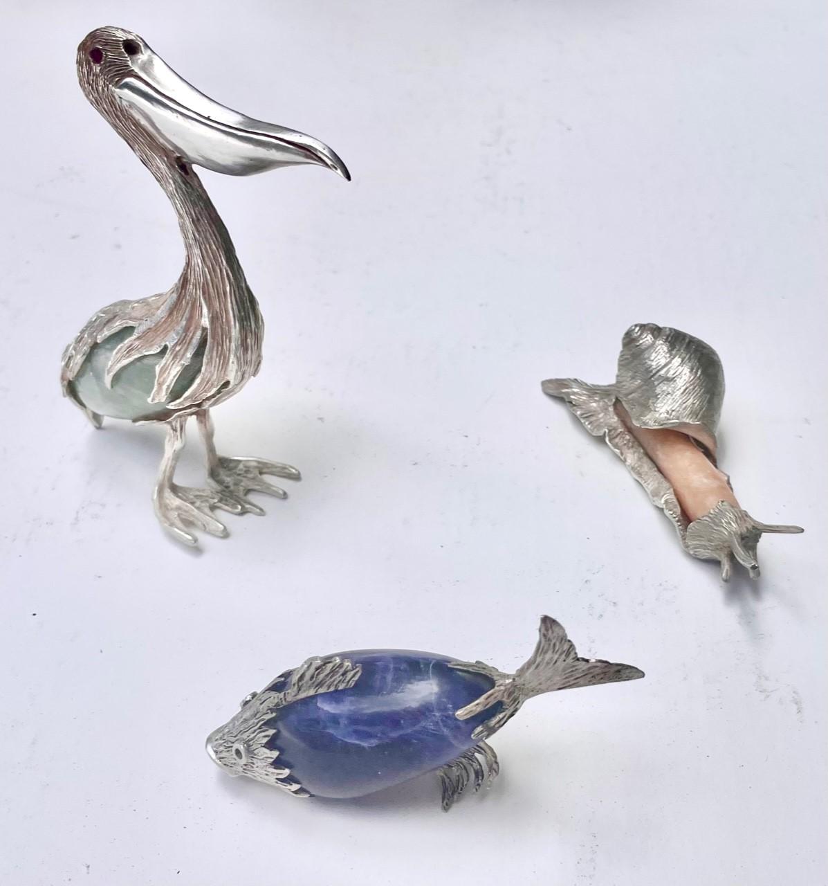 Group of Three Rare Miniature Animals in Sterling Silver and Semi-Precious Stone 5