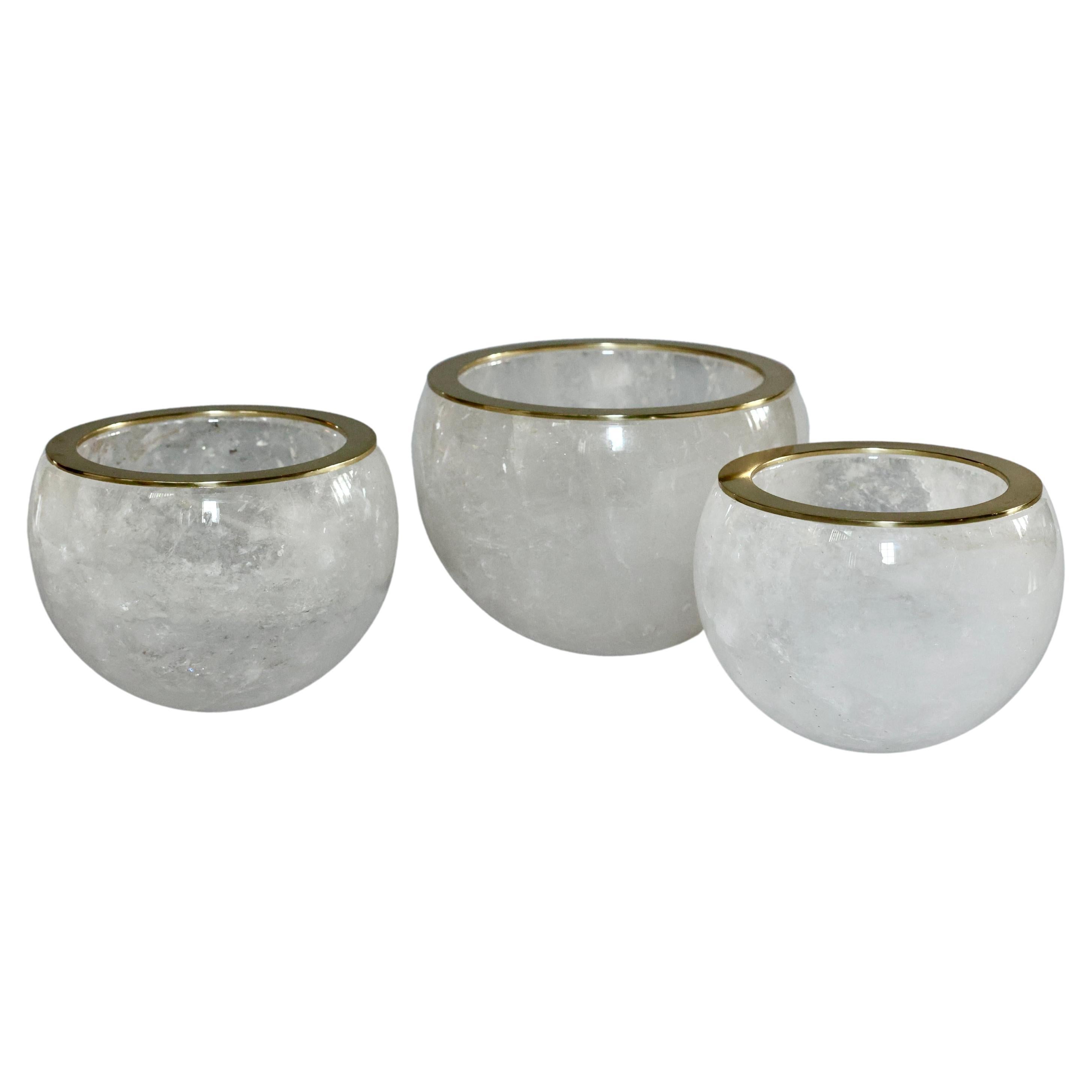 Group of Three Rock Crystal Bowls For Sale