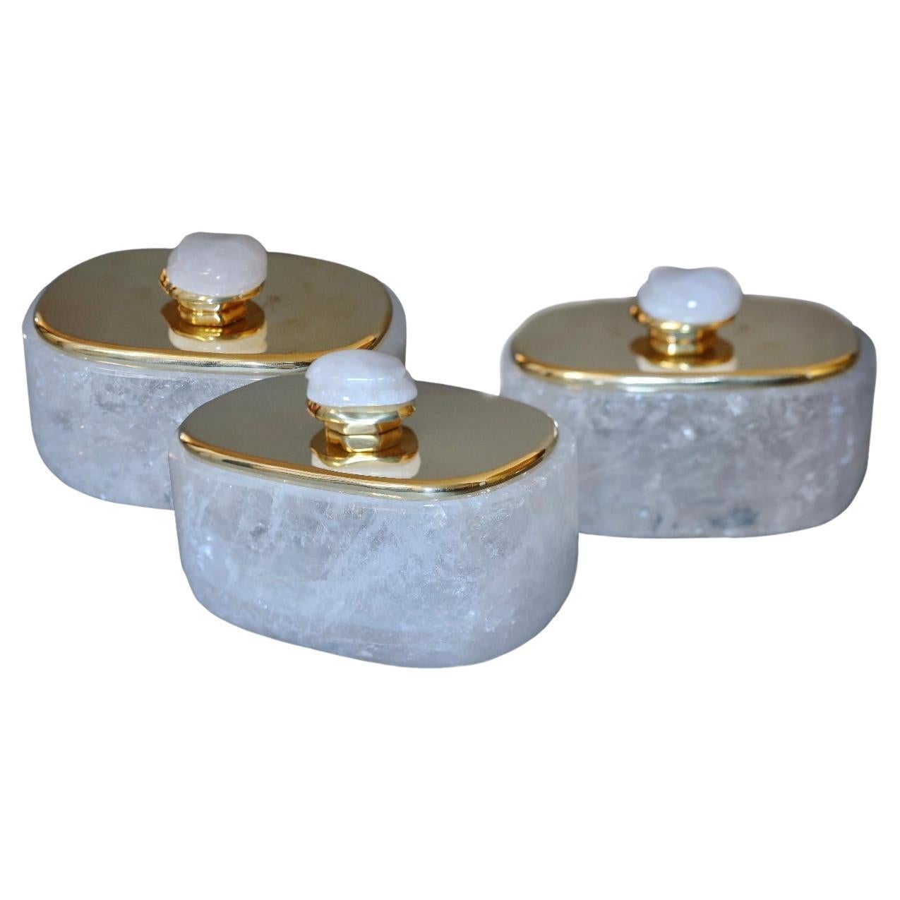 Group of Three Rock Crystal Boxes by Phoenix For Sale